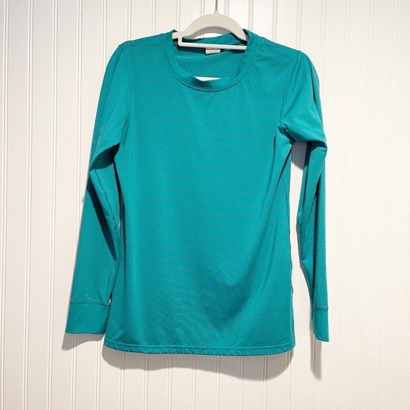 Zyia Teal Chill Perforated Long Sleeve Top Size Small - Picture 2 of 6
